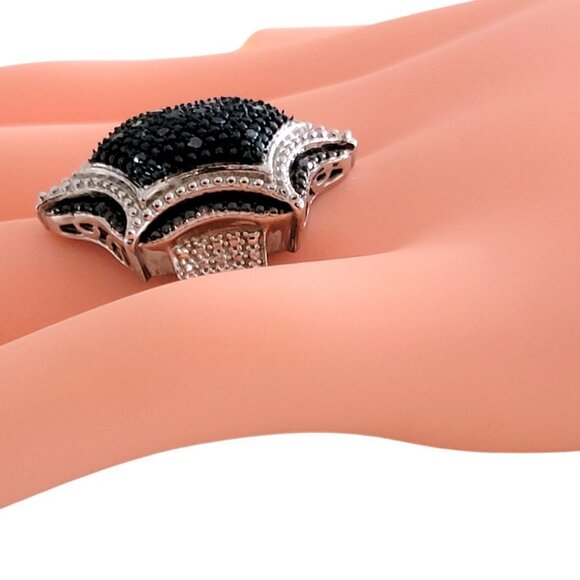 Blue Diamond Ring Set in 925 Silver signed SJD - Picture 12 of 12